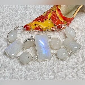 Rainbow Moonstone Silver Bracelet